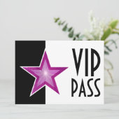 Pink Star 'VIP PASS' zwart wit Kaart (Staand voorkant)