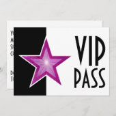 Pink Star 'VIP PASS' zwart wit Kaart (Voorkant / Achterkant)