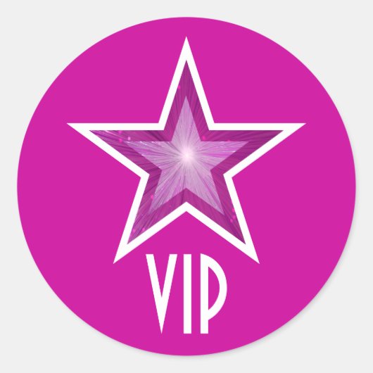 Pink Star VIP ronde sticker roze (Voorkant)