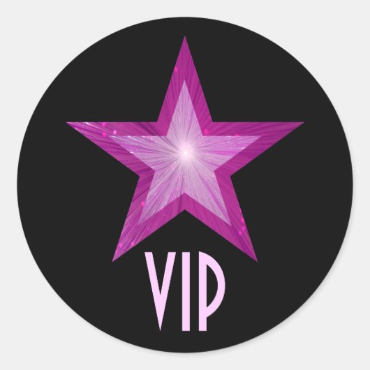 Pink Star VIP ronde sticker zwart (Voorkant)