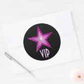 Pink Star VIP ronde sticker zwart (Envelop)