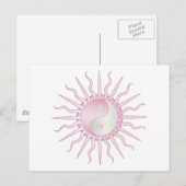 Pink Starburst Yin Yang Briefkaart (Voorkant / Achterkant)