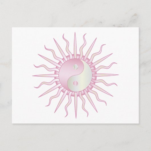 Pink Starburst Yin Yang Briefkaart (Voorkant)