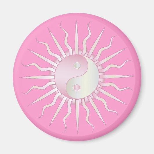 Pink Starburst Yin Yang Magneet (Voorkant)