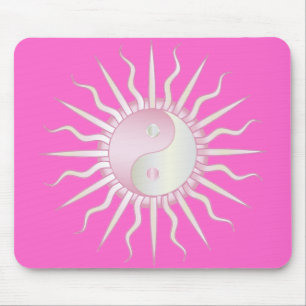 Pink Starburst Yin Yang Muismat