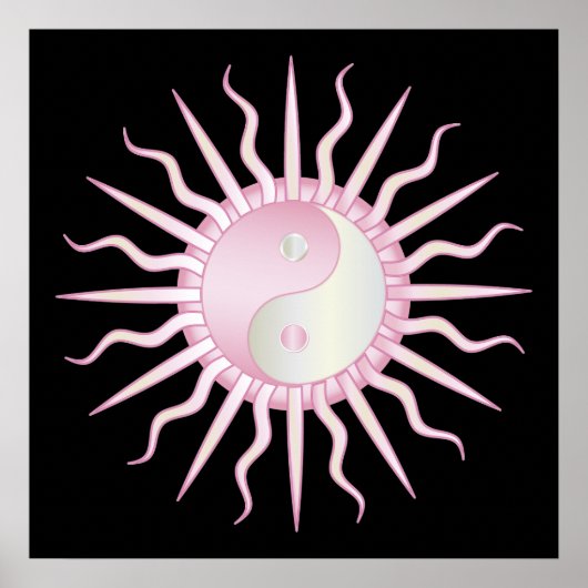 Pink Starburst Yin Yang Poster (Voorkant)