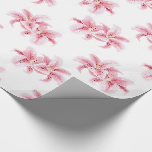 Pink Stargazer Lilies Pattern Cadeaupapier (Hoek)