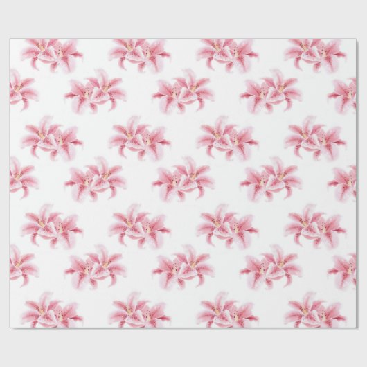 Pink Stargazer Lilies Pattern Cadeaupapier (Vlak)