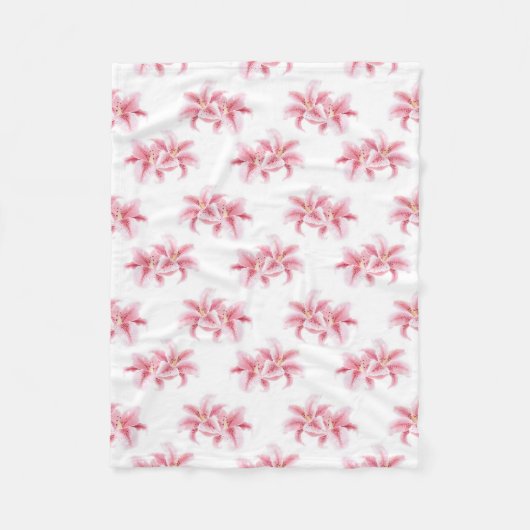 Pink Stargazer Lilies Pattern Fleece Deken (Voorkant)