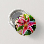 pink stargazer lily button (Voorkant /achterkant)