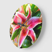 pink stargazer lily clock grote klok (Hoek)