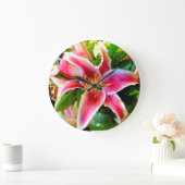 pink stargazer lily clock grote klok (Huis)