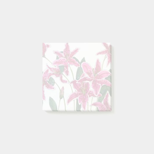 Pink Stargazer Lily Floral Pattern Sticky Notes (Voorkant)