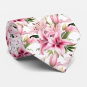 Pink Stargazer Lily Llies Stropdas (Opgerold)