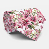 Pink Stargazer Lily Llies Stropdas (Opgerold)