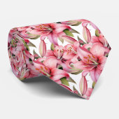 Pink Stargazer Lily Llies Stropdas (Opgerold)