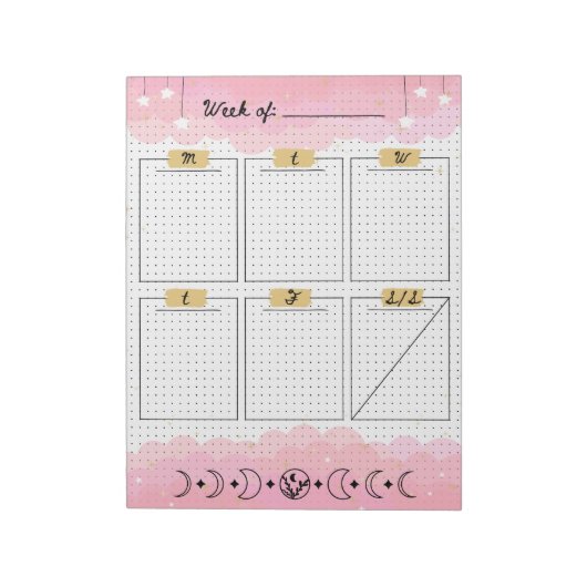 Pink Starry Sky Bullet Journal Weekplanner Notitieblok (Linkerzijde)