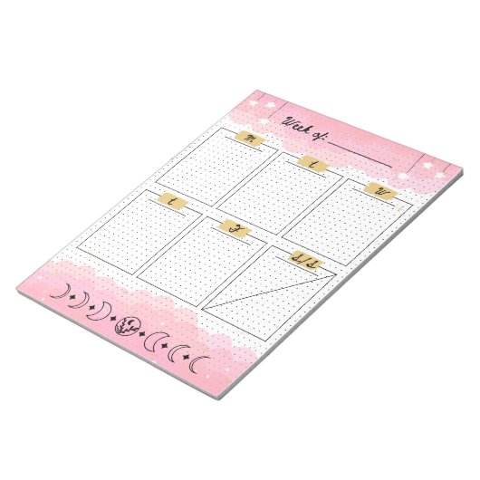 Pink Starry Sky Bullet Journal Weekplanner Notitieblok (Schuin)