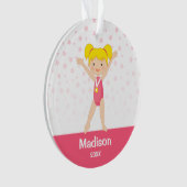 Pink Stars Blonde Girl Gymnastics Personalized Ornament (voorkant)