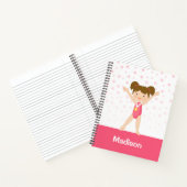 Pink Stars Brunette Girl Gymnastics Personalized Notitieboek (Binnen)