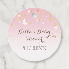Pink Stars Moon Baby shower Bedankjes Labels