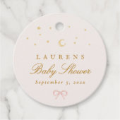 Pink Stars Moon Princess Sprookjesachtig Baby show Bedankjes Labels (Voorkant)