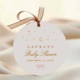 Pink Stars Moon Princess Sprookjesachtig Baby show Bedankjes Labels