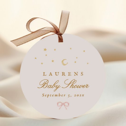 Pink Stars Moon Princess Sprookjesachtig Baby show Bedankjes Labels