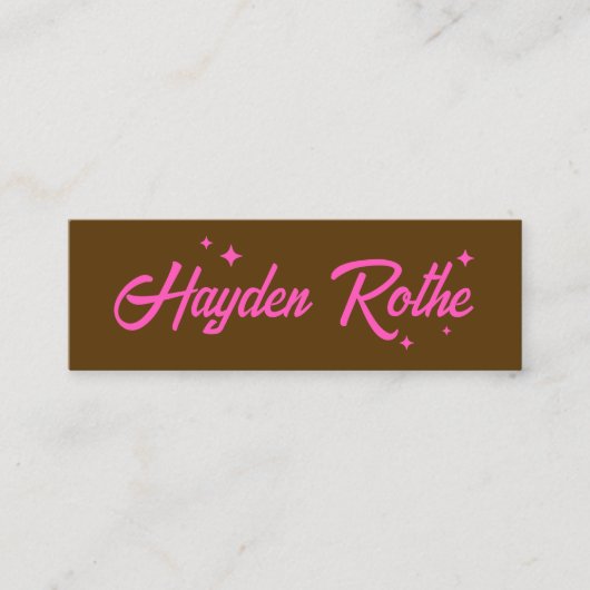 Pink Stars Retro Typografie Bruin Mini Visitekaartje (Voorkant)