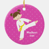 Pink Stars Taekwondo Karate Girl gepersonaliseerd Keramisch Ornament (Achterkant)