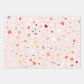 Pink Stars Wrapping Papier (Set van 3 ) Inpakpapier Vel (Voorkant 3)