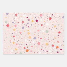 Pink Stars Wrapping Papier (Set van 3 ) Inpakpapier Vel