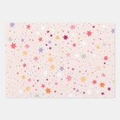 Pink Stars Wrapping Papier (Set van 3 ) Inpakpapier Vel (Voorkant)