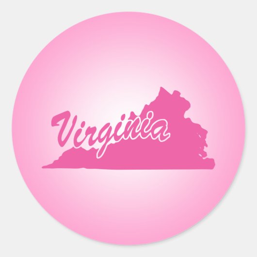 Pink State Virginia Classic Round Sticker (Voorkant)