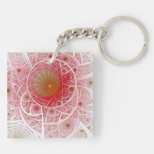 Pink Steampunk Abstract Sleutelhanger (Achterkant)