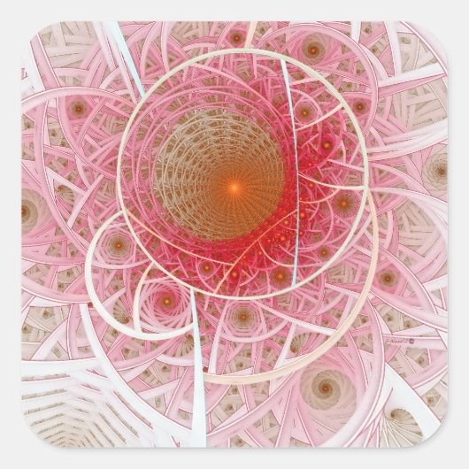 Pink Steampunk Abstract Vierkante Sticker (Voorkant)