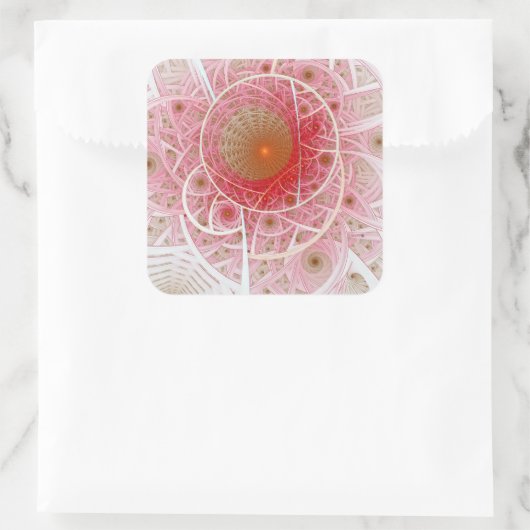 Pink Steampunk Abstract Vierkante Sticker (Tas)