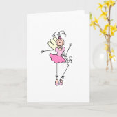 Pink Stick Ballerina Vier Kaart (Gele Bloem)