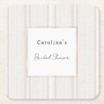 Pink Stone White Stripes Bridal Shower Kartonnen Onderzetters<br><div class="desc">Pink Stone White Stripes Wedding Bridal Shower</div>