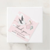 Pink Stork Baby shower Dank u Bedankjes Labels (In situ)