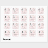 Pink Stork Baby shower Dank u Vierkante Sticker (Vel)
