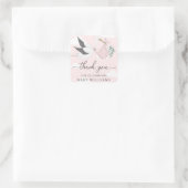 Pink Stork Baby shower Dank u Vierkante Sticker (Tas)