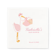 Pink Stork Baby shower gepersonaliseerd servet