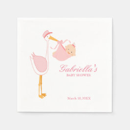 Pink Stork Baby shower gepersonaliseerd servet