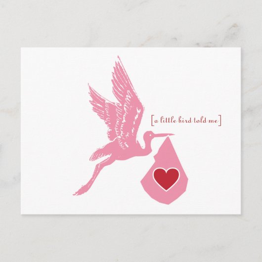 Pink Stork Baby shower Invitation Briefkaart (Voorkant)