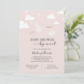 Pink Stork Baby shower per post Kaart (Staand voorkant)