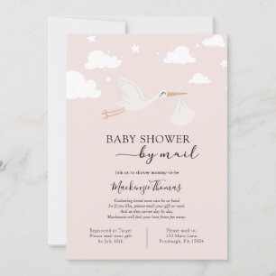 Pink Stork Baby shower per post Kaart