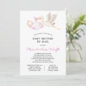 Pink Stork Baby shower per post Kaart (Staand voorkant)