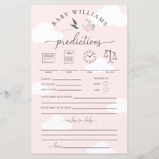 Pink Stork Baby voorspellingen spel (Voorkant)