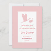Pink Stork geboorte aankondiging (Voorkant)